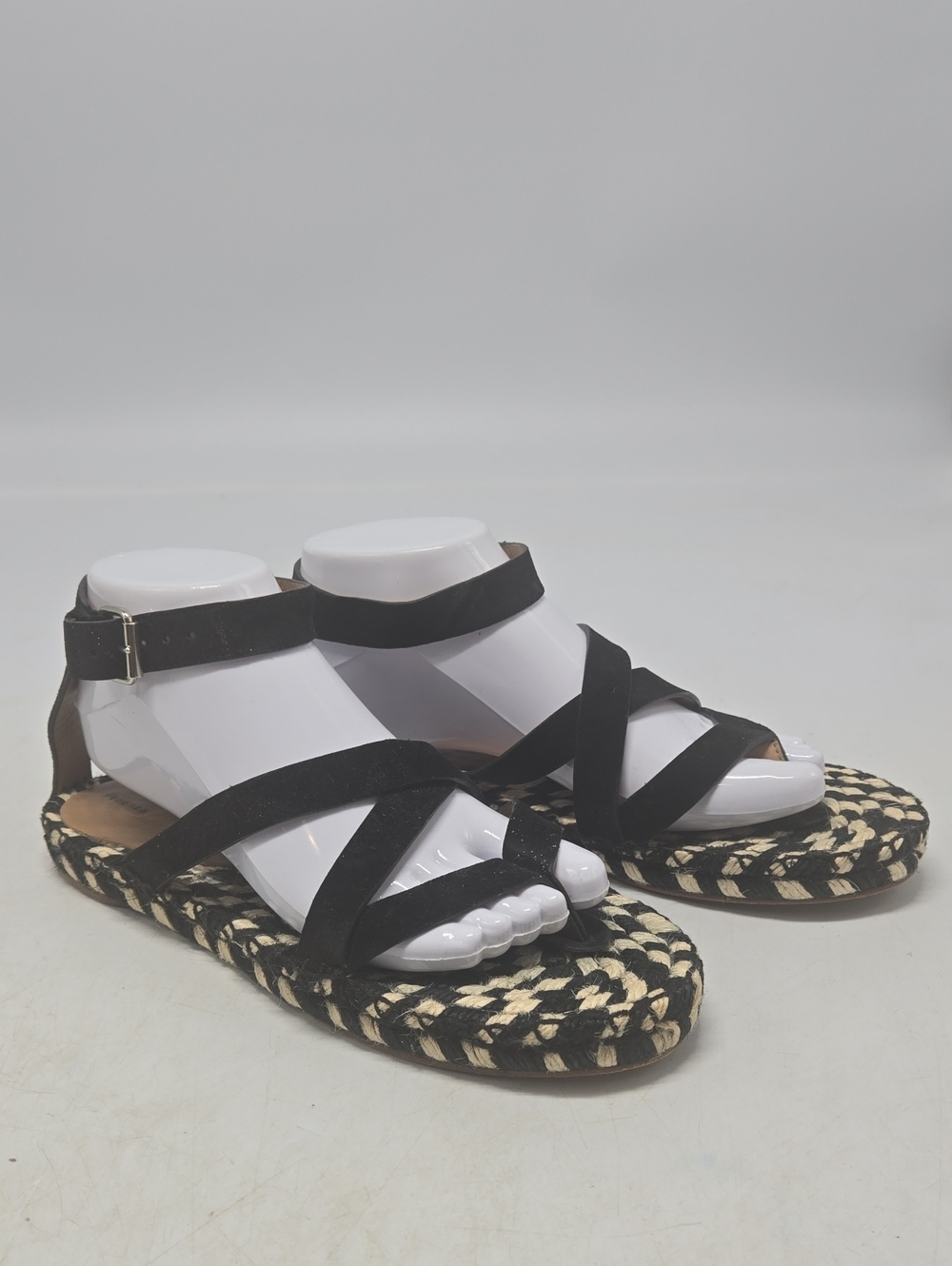 Italian Black Strappy Espadrille Sandals IT 38 US 8